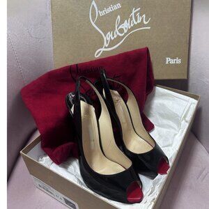 CHRISTIAN LOUBOUTIN FLO SLING 120 PATENT (RETAIL $845)